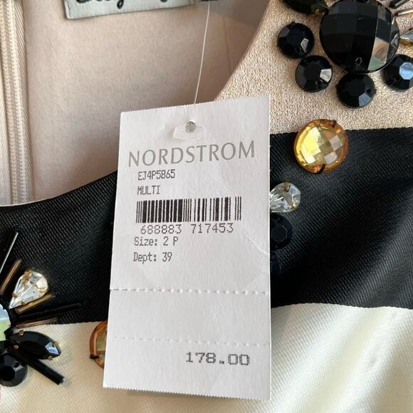 ELIZA J 2 PETITE STRIPED SHINY CREAM CHAMPAGNE ROSE GOLD WOMEN DRESS BRAND NEW - Picture 7 of 10